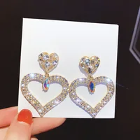 

2020 baoyu shiny crystal silver heart charm earrings