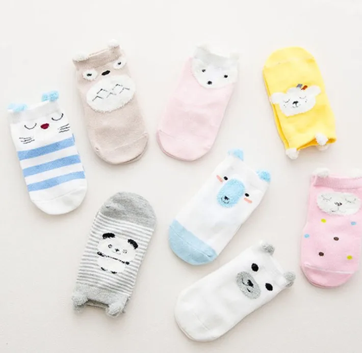 

2020 fashion anti slip 5pair pack animal 3D cartoon baby socks, Ivory,black,grey,taupe,red