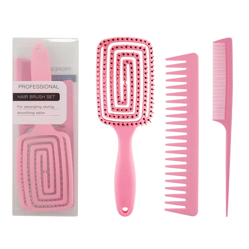 

Octopus Fluffy Mosquito Coil Comb Large Teeth Pointed Tail Comb Set Hairdressing Massage Comb, Black,pink,blue