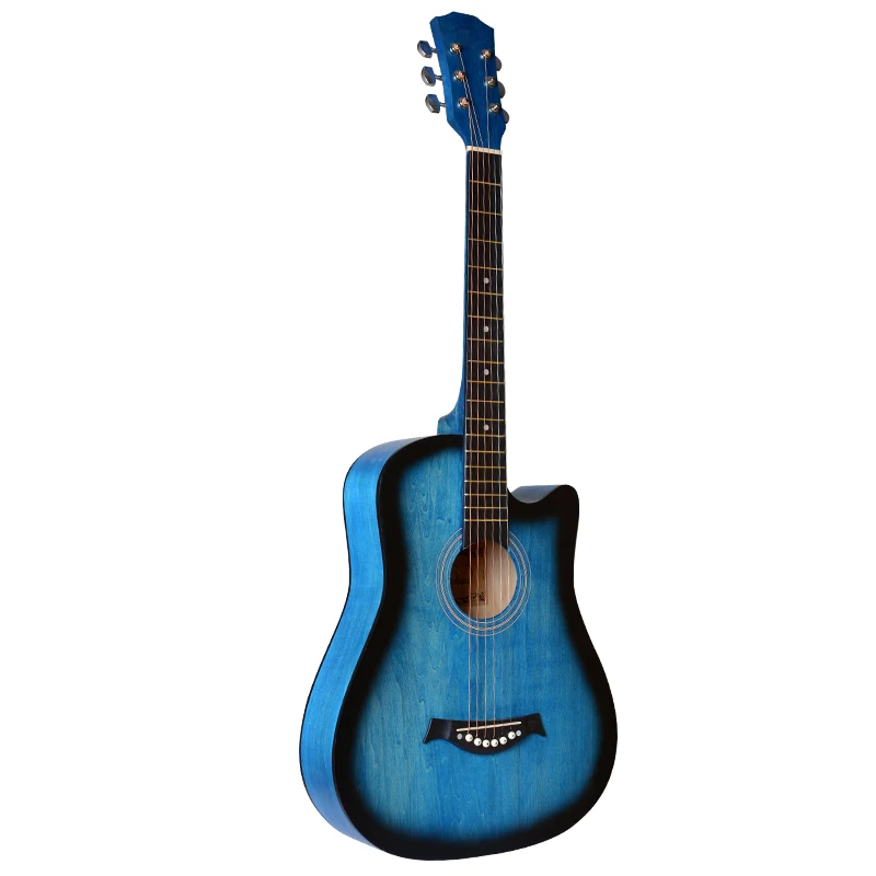 

2020 hot selling retro blue colour professional musical instruments 38inch acoustic guitar, Blue/bk/grey/purple/bls/3ts/rds/bwn