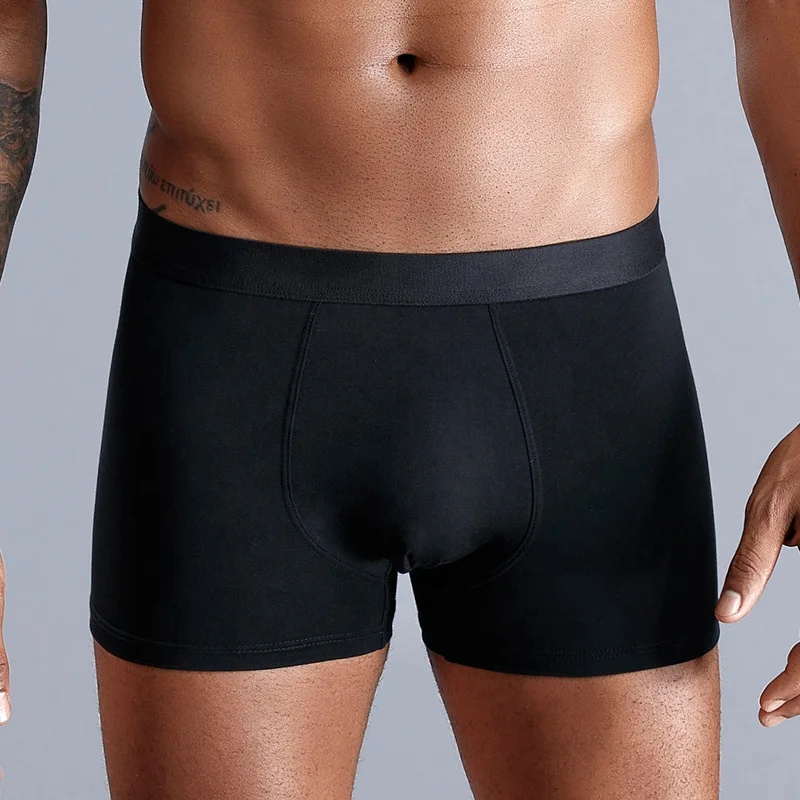 

Plus size solid color modal Men's Boxer shorts breathable comfotble mid waist wholesale mens underwear, Picture