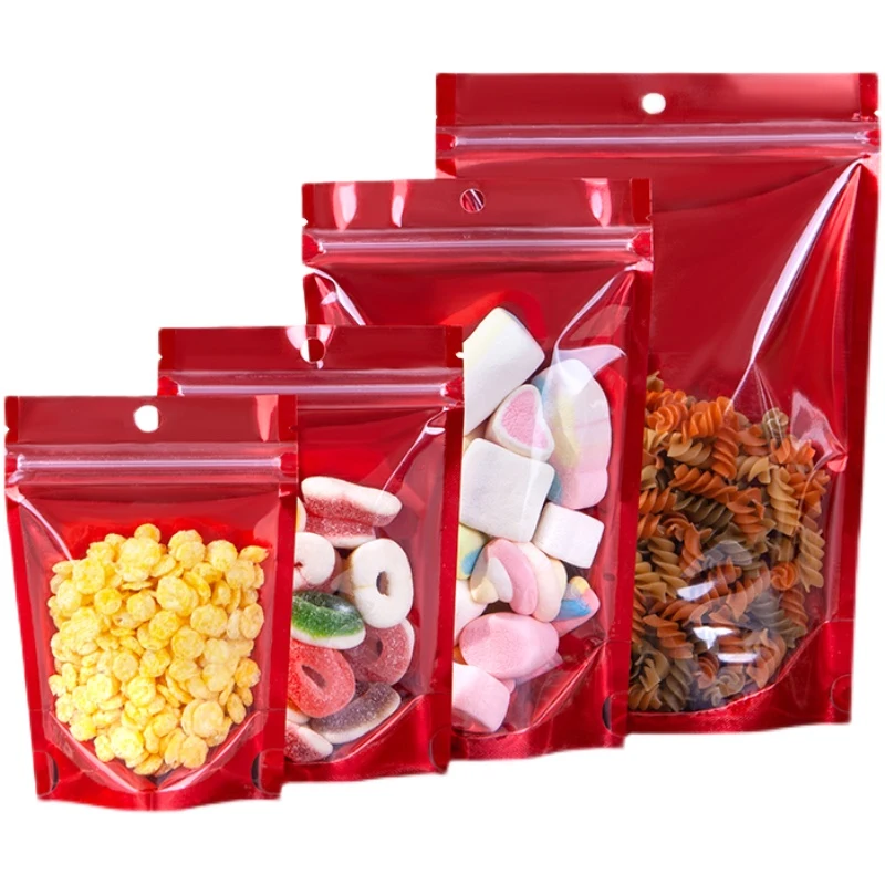 

100pcs Half Colorful Aluminum Half Clear Stand Up Pouch with Zip Lock Packaging Ziplock Resealable