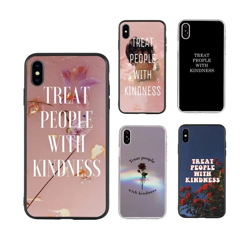 

Harry Styles Treat People With Kindness candy fashion Phone Case for iPhone X XR Xs Max 11 11Pro 11ProMax 12 12pro luxury fundas, Black/transparent