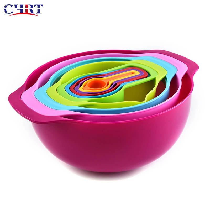 

Amazon Plastic Home Kitchen Cooking Baking Measuring Tools Set 8 10pcs Mixing Bowl Plastic Measuring Cup and Spoon Set