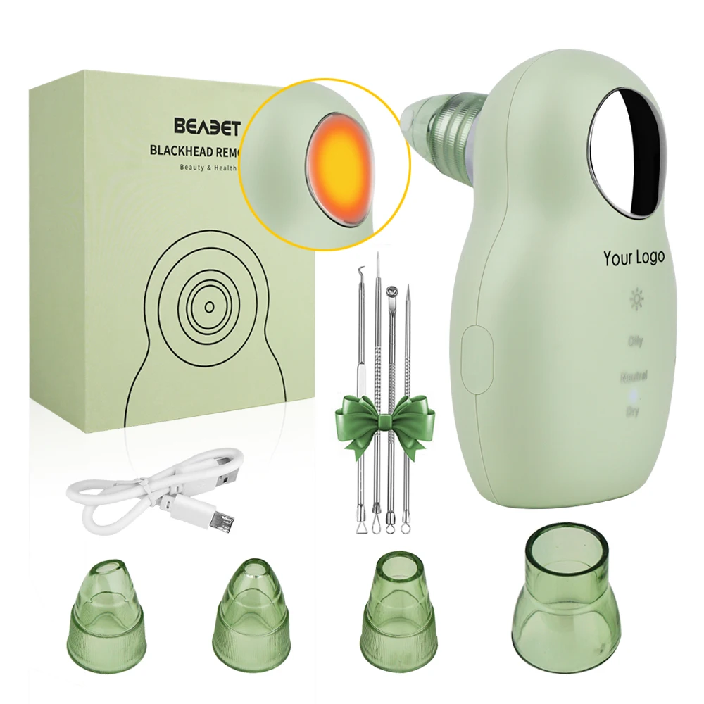 

2022 New Pore Cleaner Electric Hot Compress Vacuum Blackhead Remover for Face Nose, Green