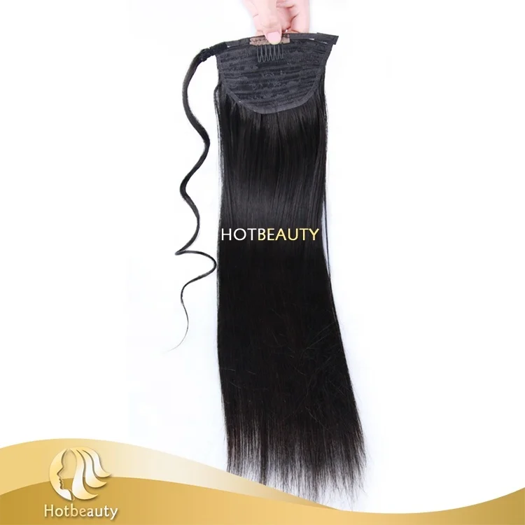 
Hot Beauty Natural Real Hair Ponytail Black Peruvian Human Hair Ponytail 