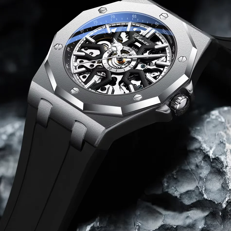 2024 Fashion Chenxi Top Couple Men Mechanical Automatic Movement Luxury Luminous Waterproof Tourbillon Silicone Sport WristWatch