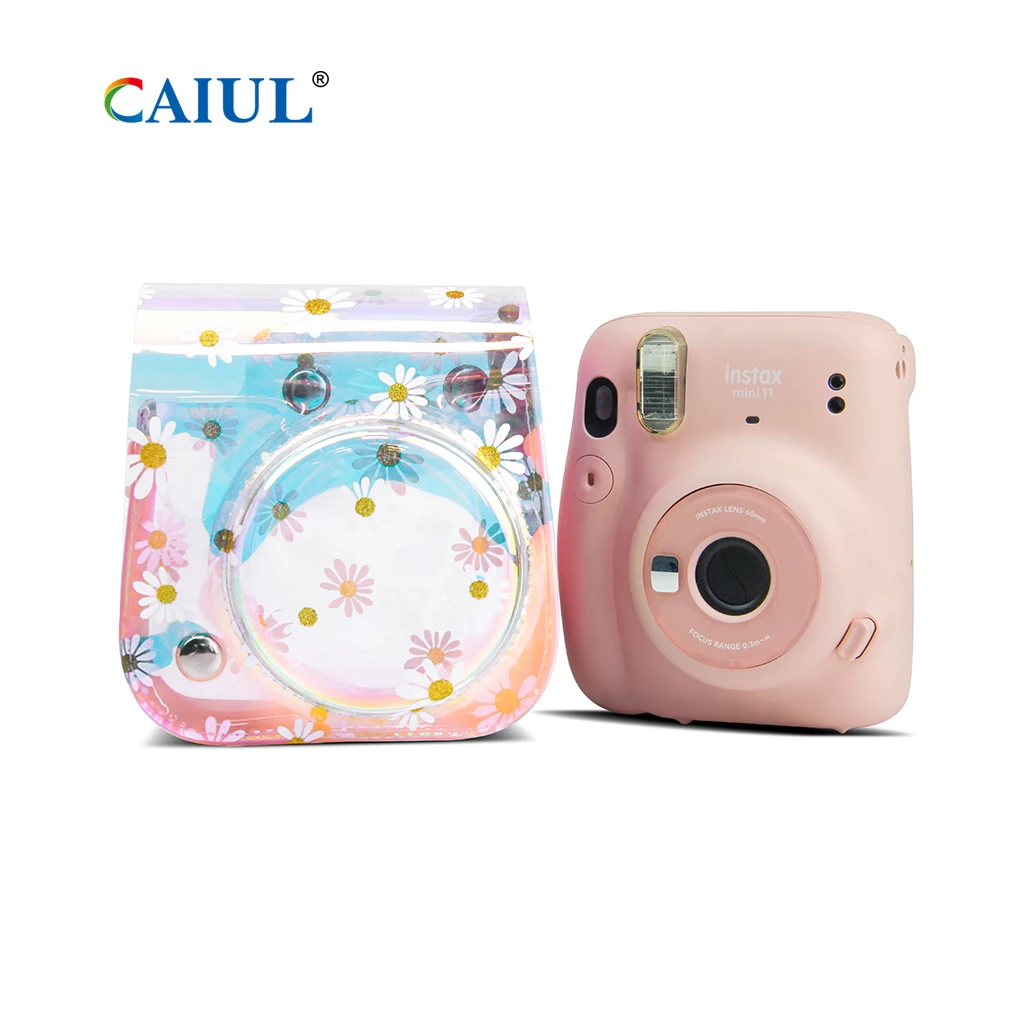 

Caiul Stitching Design Iridescent Instax Mini 11 Instant Camera Cross Body Daisy Bag Protective Case