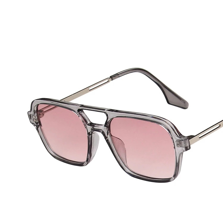 

2022 Retro Double Bridge Round Sunglasses New Style Women's Trendy Women Men Square Sunglasses Trendy, 6 colors