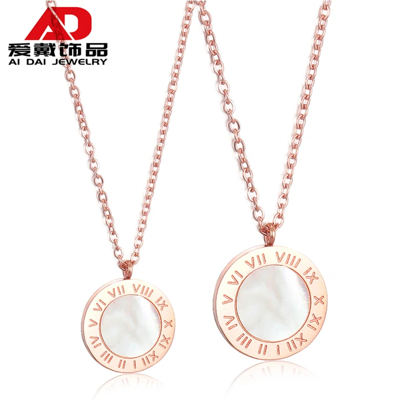 

Women's stainless steel rose gold Roman numerals simple necklace