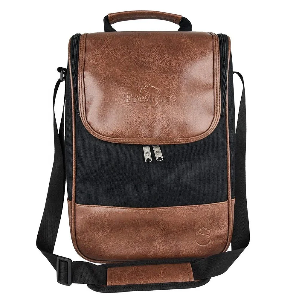 

2 Bottles Separately Insulated Wine Carrier Cooler Tote Bag With Comfortable Shoulder Strap for Travel and Business, Customized color