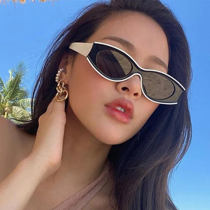 

lmamba Fashionable modern cats eye small frame sunglasses women concave inner frame dazzling and shining 2021 sunglasses