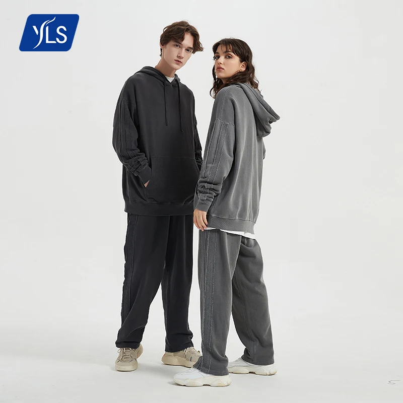 

YLS Custom Plus Size Hoodies Stacked Joggers Jogging Suits Private Label Thick Batik 100% Cotton Sweat Suits Tracksuits For Men