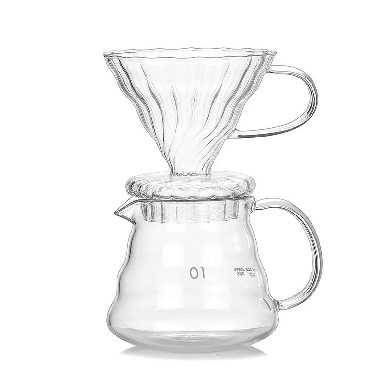 

Hand-made cloud design pyrex glass coffee pot with top quality, Transparent
