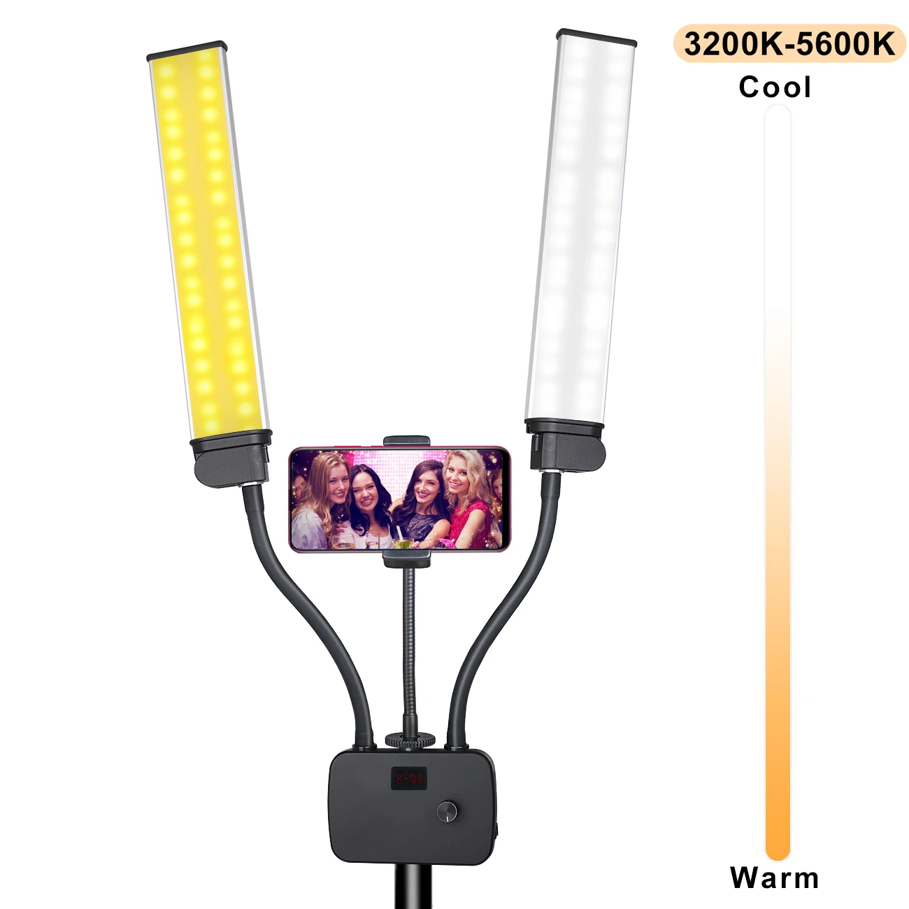 

68cm double arms led fill light for makeup/Tiktok/Youtube live streaming, White+black