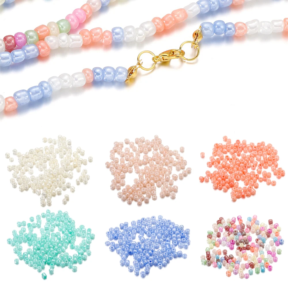 

300pcs  Glass Seed Beads Charm Crystal Spacer Glass Beads For Jewelry Making Rings DIY Handmade Accessories Glass Waist Bead, As picture