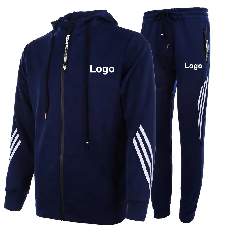 

Wholesale Two Piece Set Polyester Fitness Sports Gym Sweatsuit Men Custom Logo Plain Tracksuits For Men, As picture show