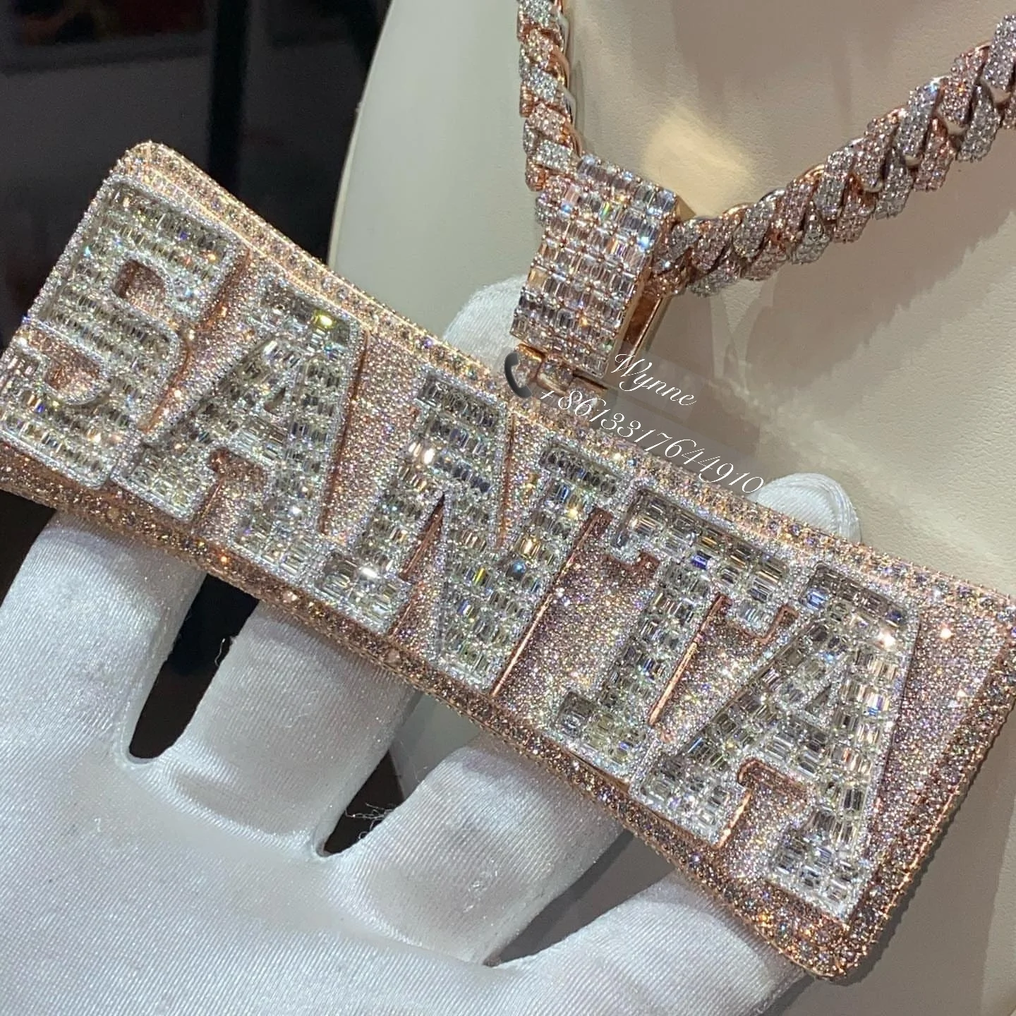 

Unique Custom Full Iced Out S925 Baguette Moissanite Diamond Letter Pendant