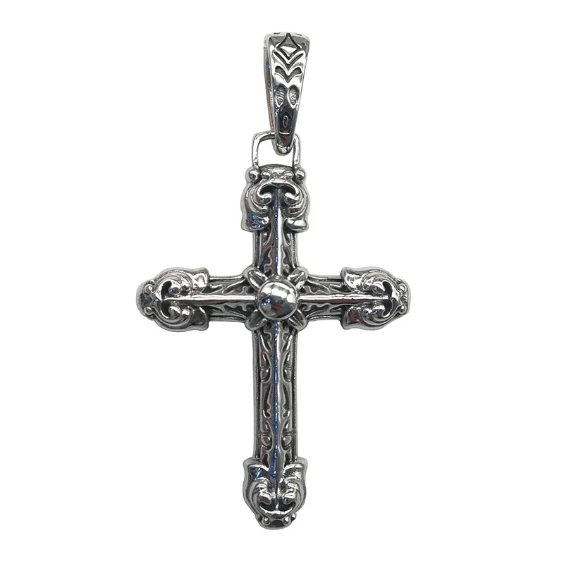 

Real Sterling Silver 925 Pendant Retro Vintage Religious Cross For Men And Women Simple and Fashionable Pattern Jewellery