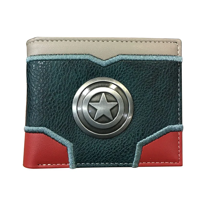 

Professional PU PVC Wallets Supply Marvel Avengers Purses Metal Logo Money Clip Captain America Deadpool Thanos Flash Wallets