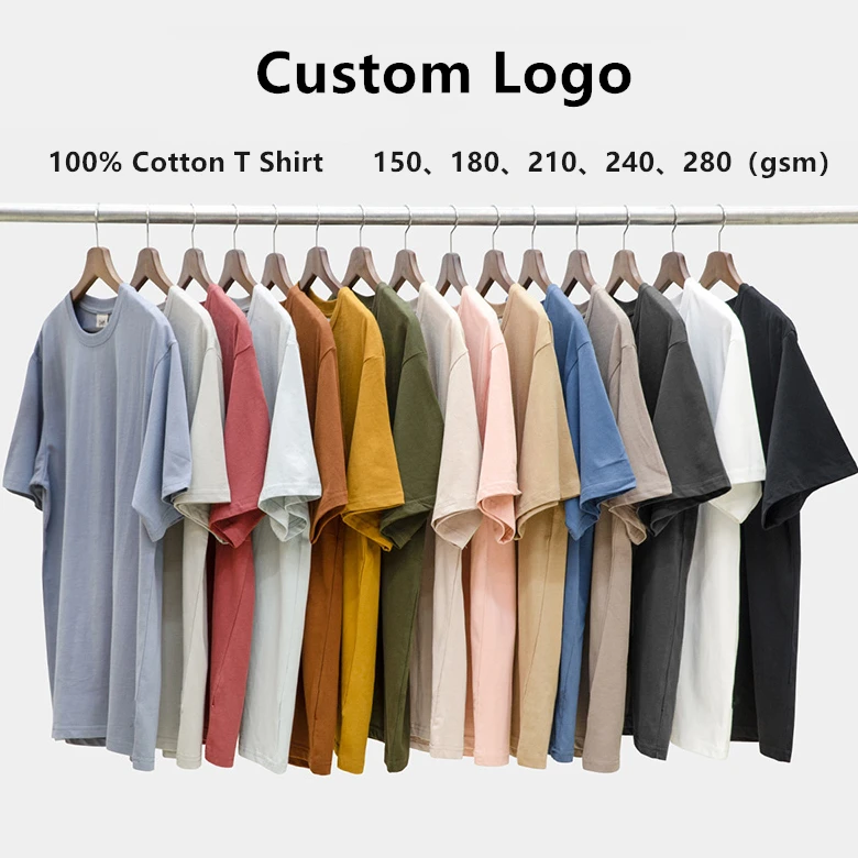 

wholesale plus size mens blank tee shirts 100% cotton dtg printing custom design logo printed brand embroidery oversized tshirts, Customized color