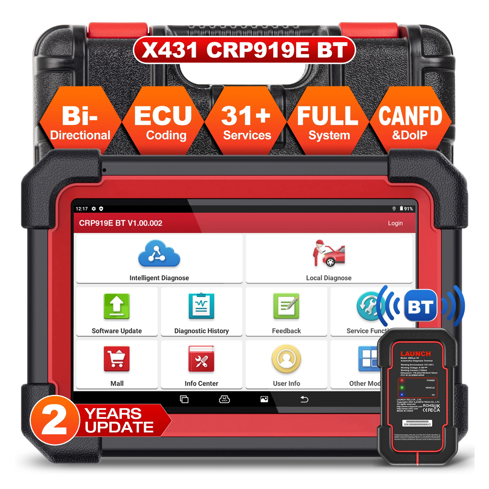 

Launch CRP 919E BT OBD2 Scanner 2023 Wireless Bidirectional Scan Tool ECU Coding 31+ Service CANFD DOIP Full System Diagnosis