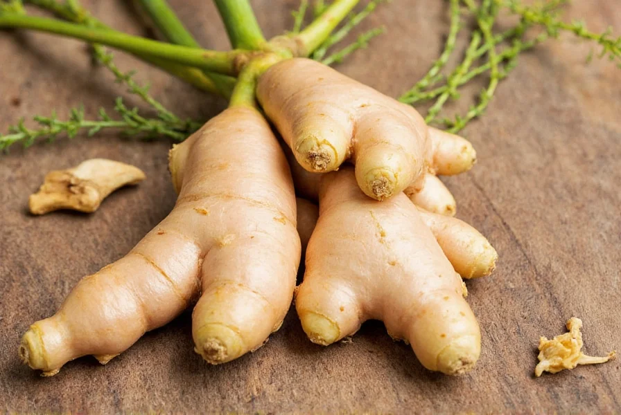 Step-by-step visual guide showing ginger root preparation, planting in soil, and early sprout development