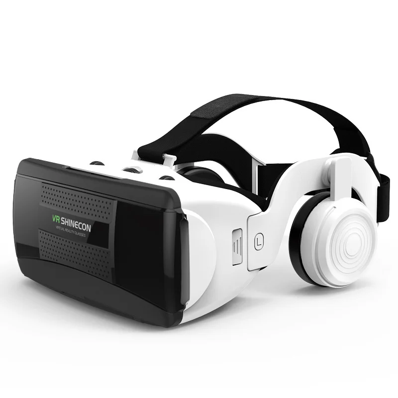 

New G06EB For Smartphones 4.7-6.1 Inches Helmet Headphones Binoculars 3D VR Headset Smart Virtual Reality Glasses, Black+white