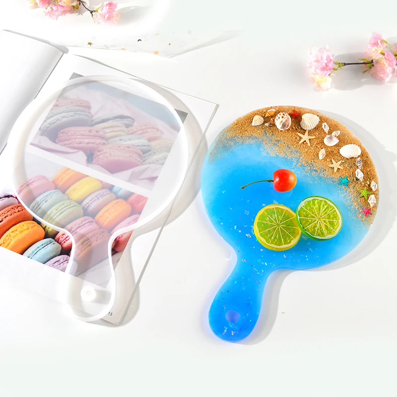 

DIY Handle Tray Mold Resin Mould Craft Materials Crystal Drop Resin Coaster Molds Plate Silicone Cake Tools Opp Bag Moulds