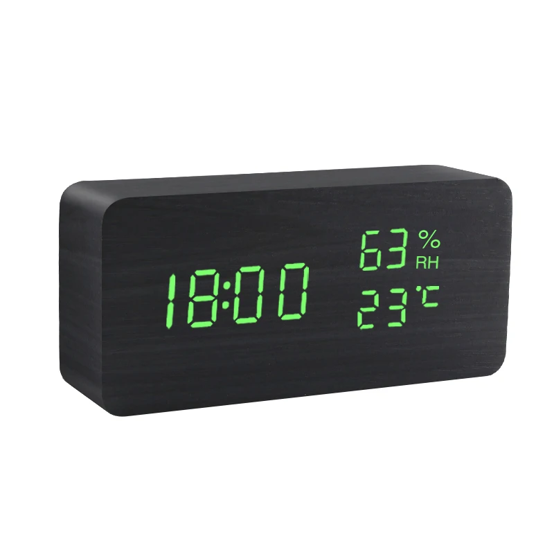 

Alarm Clock LED Wooden Watch Table Voice Control Digital Wood Despertador USB batteries Powered Electronic Desktop Clocks