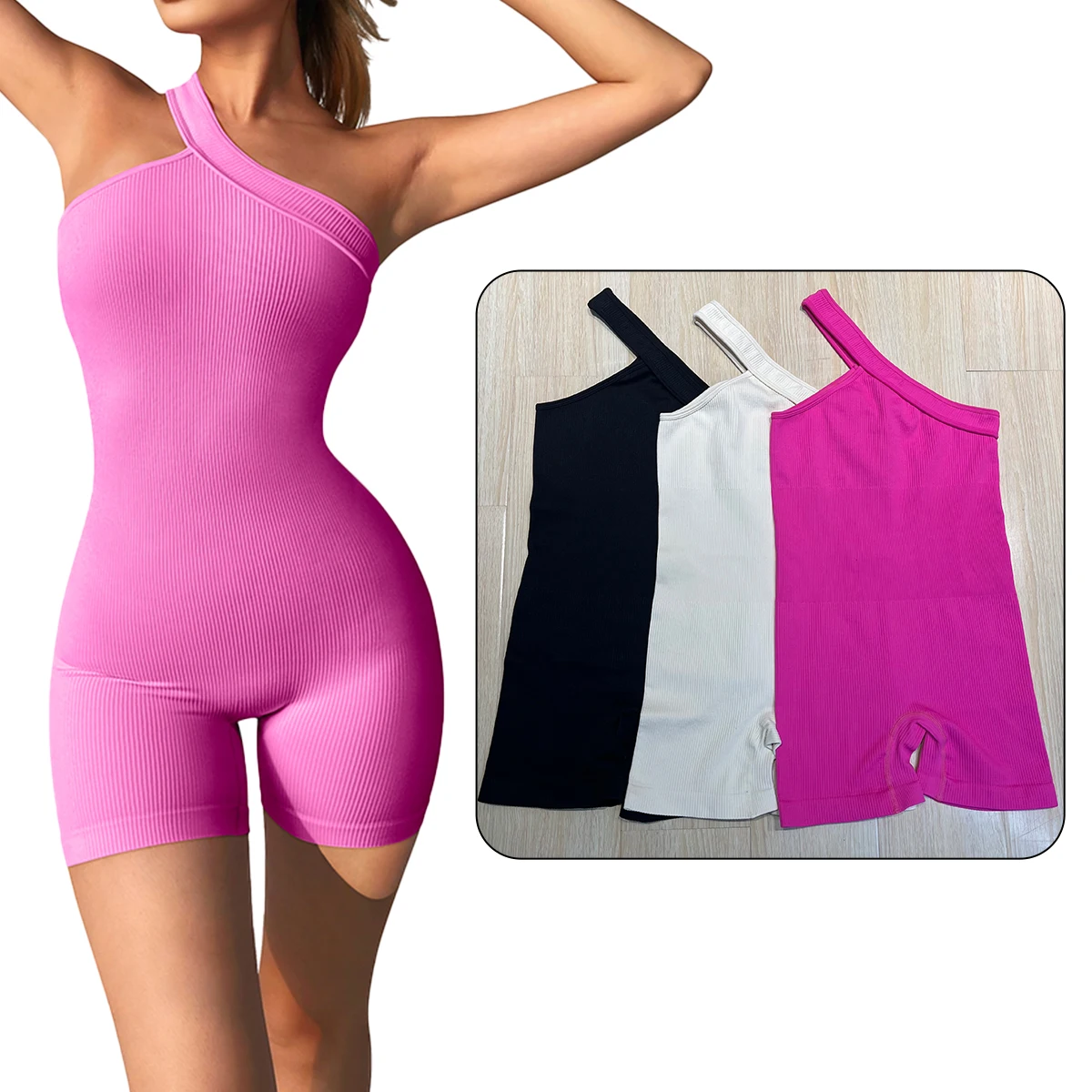 

Hot Selling Women Yoga Suits Seamless Ribbed Bodysuits Gym Sport Jumpsuits