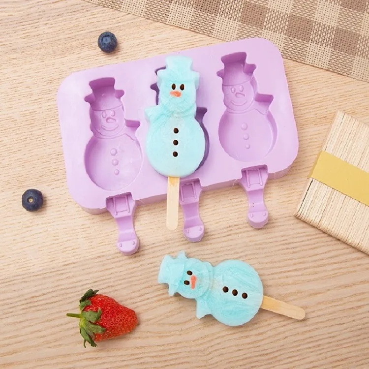 

Spot 3 Consecutive Girds Popsicle Mold Ice Cream Cartoon Household Baby Creative Diy Make Silicone Popsicle Molds, Purple