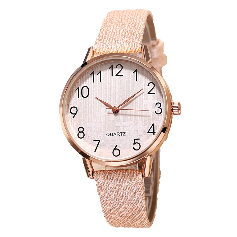 

Spot ladies leather strap digital display alloy case simple casual girls quartz watch, As picture