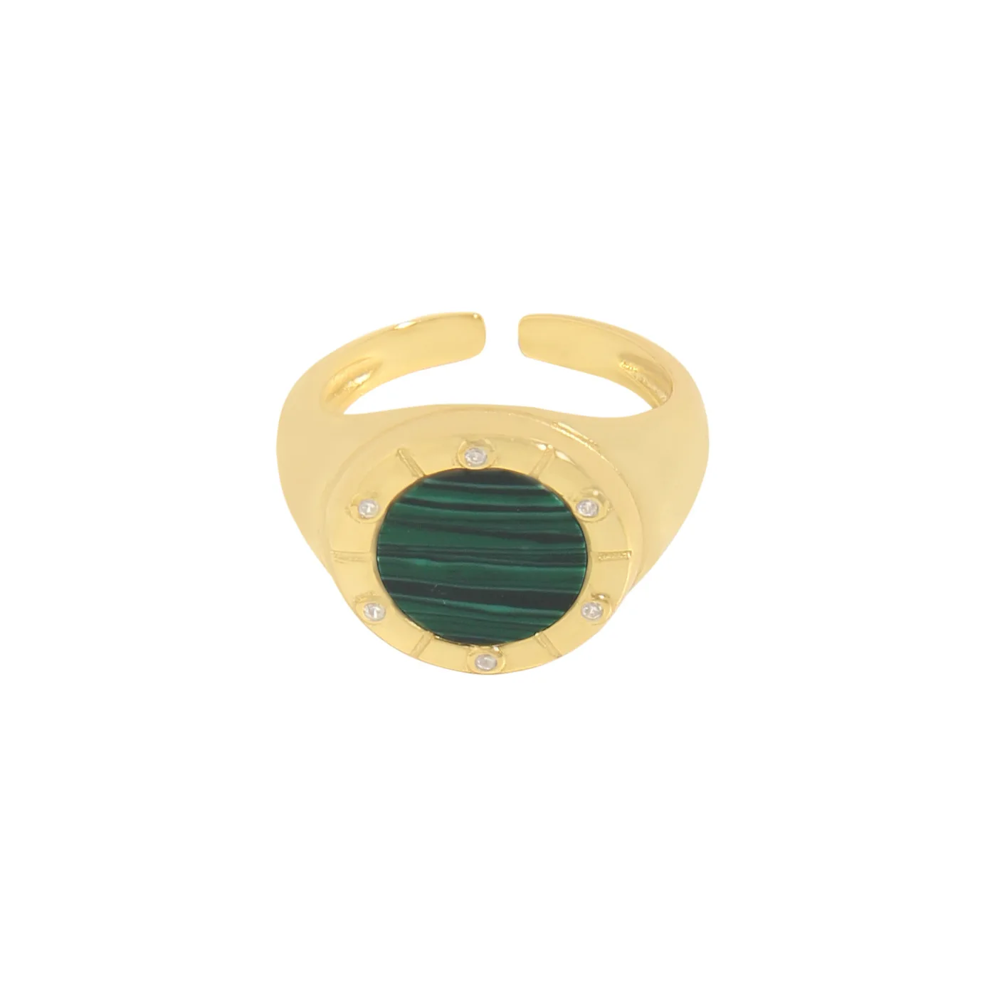 

VIANRLA 925 Sterling Silver Minimalism Ring Open Malachite Ring For Women Support Dropshipping Free Laser Logo