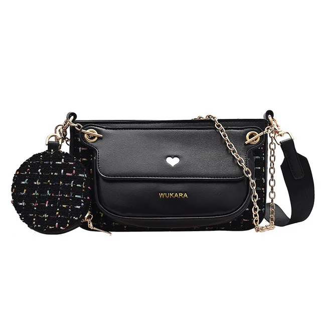 

Fashion Trendy Style Crossbody Shoulder Bags Women Handbags Luxury Tweed Purse PU Leather Ladies Bags