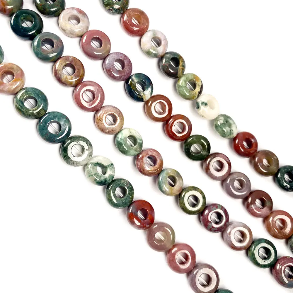 

4x10x5mm Natural Stone Big Hole Round Shape Gemstone Beads for Jewelry Making Chain Earrings Necklace Accessories