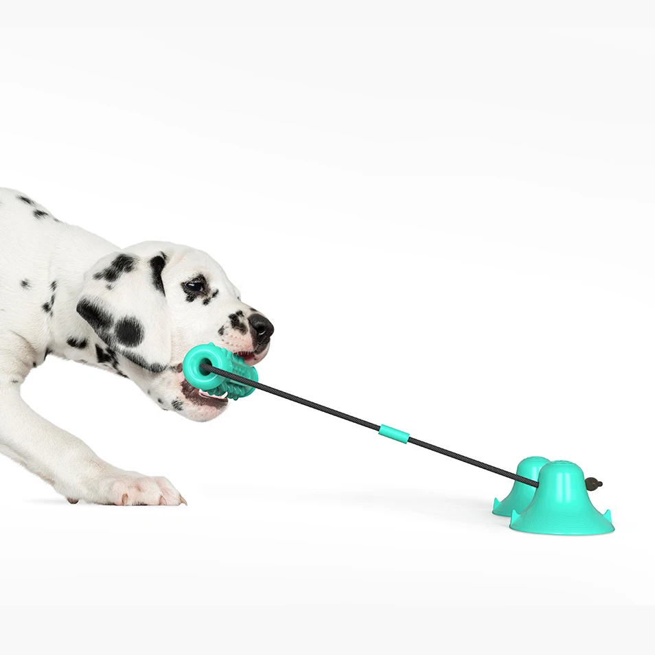 

Interactive TPR Plastic Ball Fun Pet Double Suction Cup Durable Dog ChewRope Toys