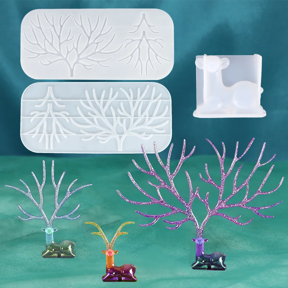 

Crystal Epoxy Silicone Fawn Antlers Tree Branch Mirror Antlers Hand-set Silicone Mold Making Crafts Tools Accessories Discount