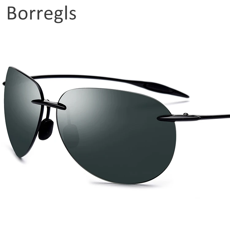 

Borregls Ultem TR90 Rimless Sunglasses Men Ultralight High Quality Mirrored Aviation Sun Glasses for Women with Nylon Lens