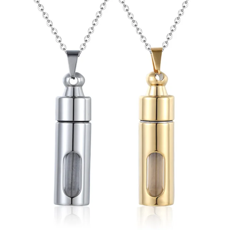 

Wholesale storage bottle necklace glass perfume bottle pendant titanium necklace
