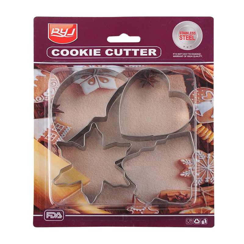 

4pcs sets custom baking diy mold christmas stainless steel cookie cutter 3D stainless steel cutter mould