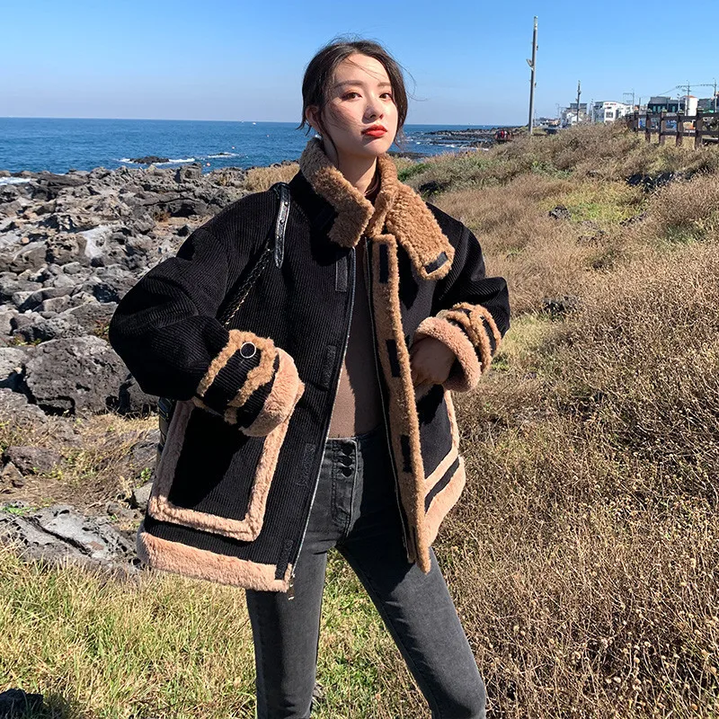 

Corduroy Women Padded Jacket Thick Velvet Jacket 2020 Winter Warm Solid Outerwear