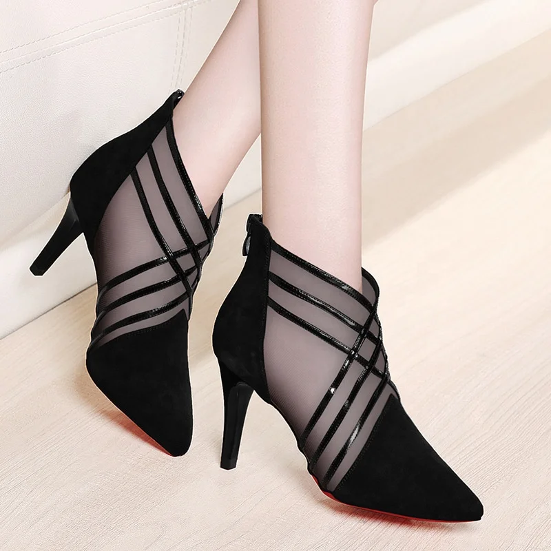 

Sexy Embroidery Thin High Heel Sandals Women Pointed Toe Slip On Pumps Women Lace Pattern Party Shoes Women