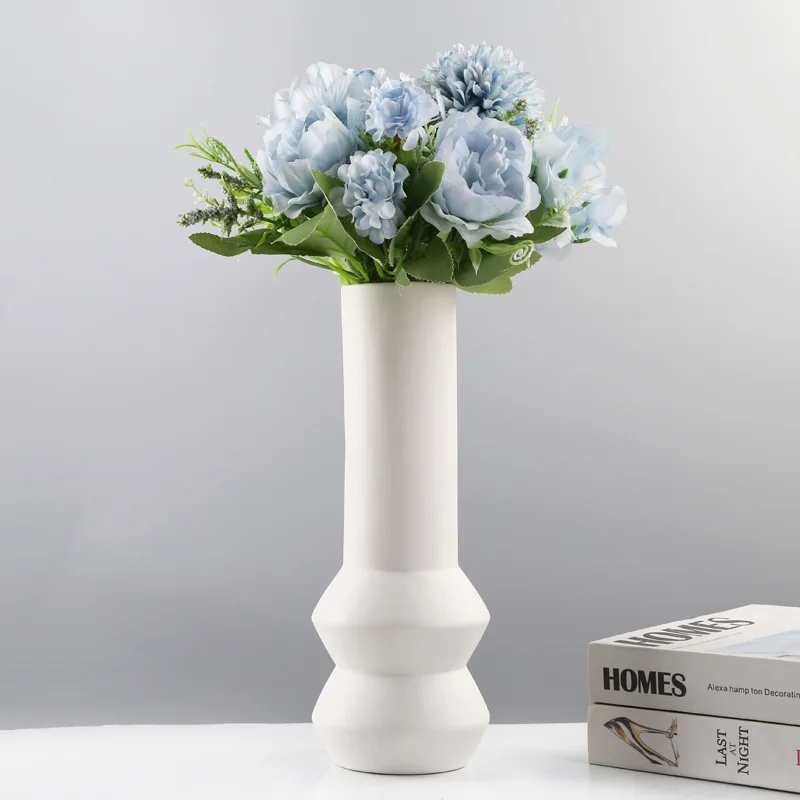 

Nordic style home decoration white irregular shape porcelain vase custom tabletop ceramic flower vases for Wedding ornaments