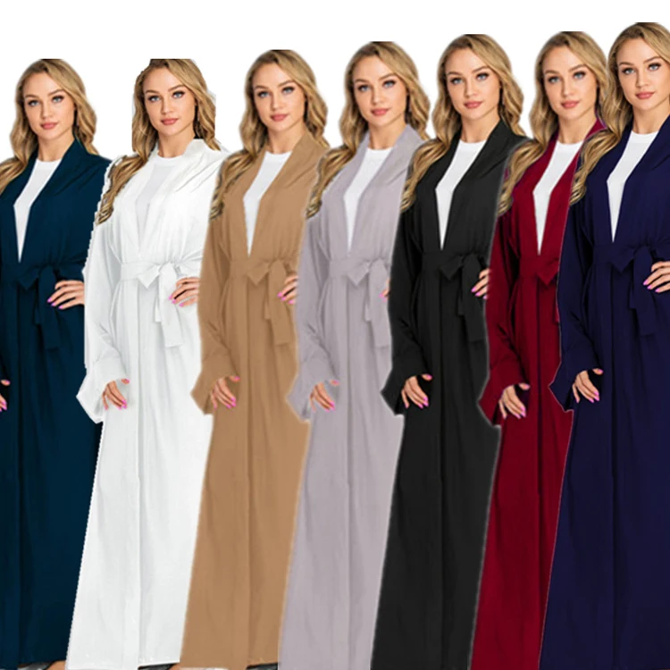 

GH-1763 Dropshipping Muslim Abaya Islamic Women Clothing Long Sleeve Modest Apparel Wear Open Abaya