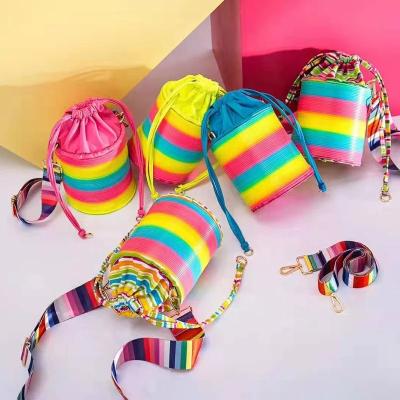 

2021 Xianjian rainbow bucket handbag messenger bag girls fashionable bags