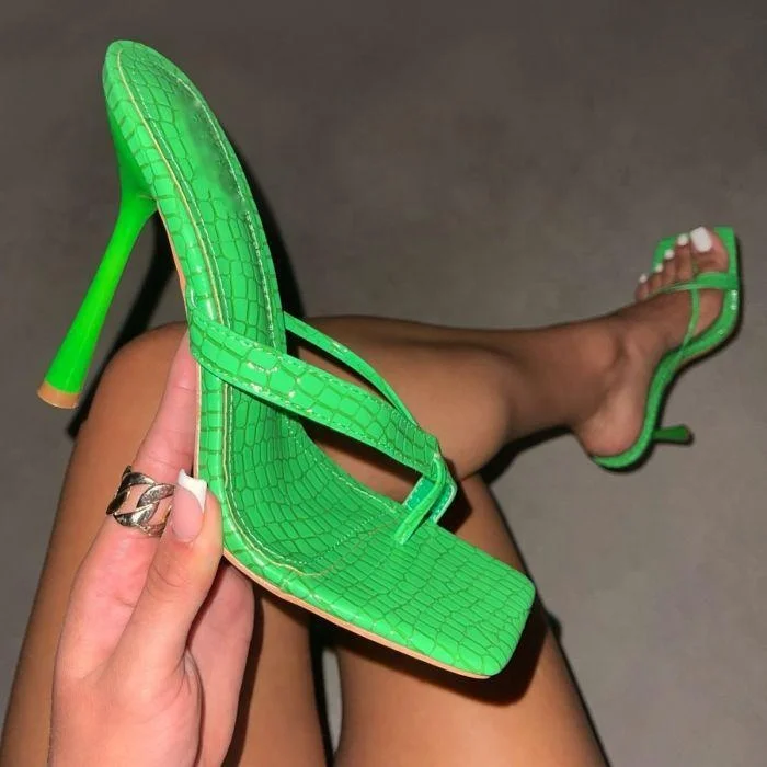 

Crocodile Leather Dress Shoe Ladies Pumps Stiletto Sandal Sexy Flip Flops Woman High Heels, Black, white,green,rose red