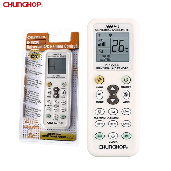 

Universal AC Remote Control CHUNGHOP K-1028E Latest 1000 in 1 for Air Conditioner Condition LCD A/C Remote Control