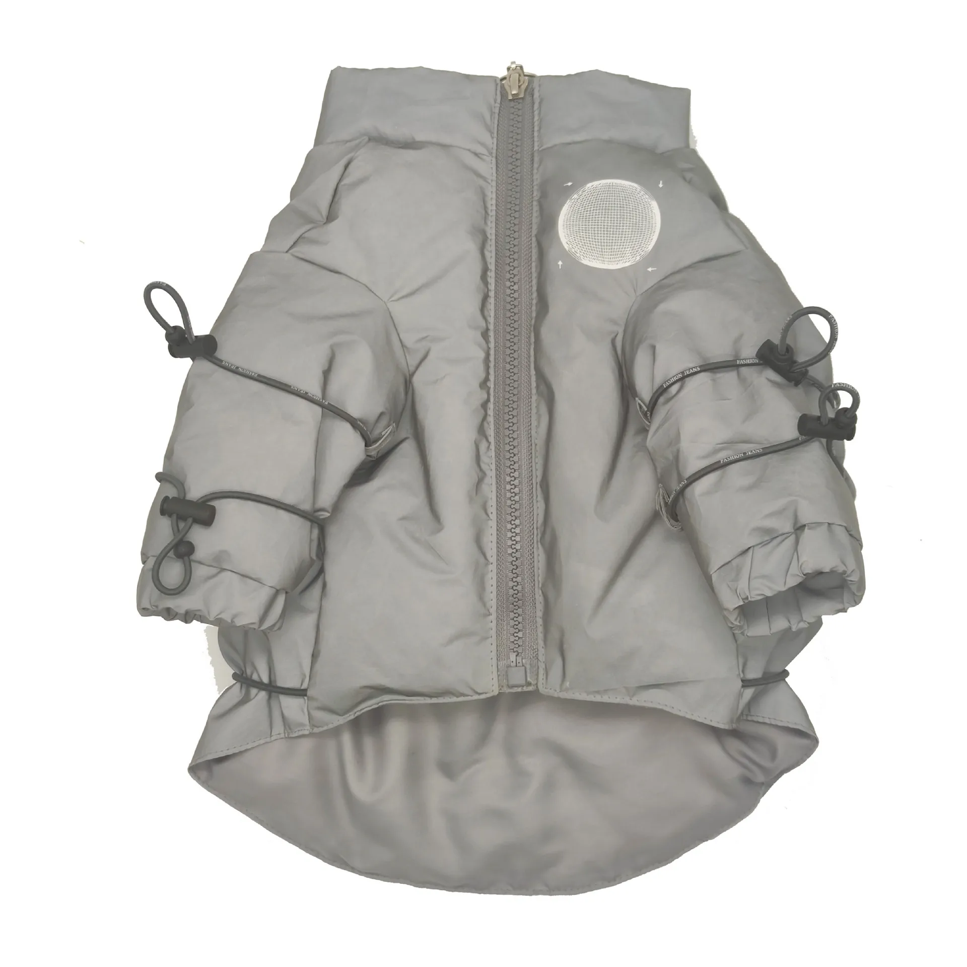 

2021 Super Fashion Winter Pet Dog Clothe Thicken Pet Drawstring Dog Reflect Light Down Jacket For Dog, Gray