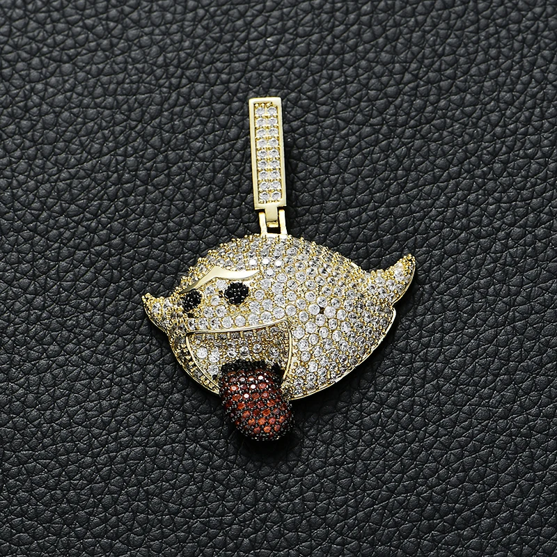 

fashion gold plated custom iced out cartoon pendant woman chain necklace